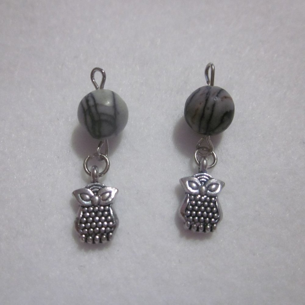 Black and Gray Owl Earrings.
